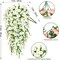 Artificial Fake Hanging Flowers Plants for Outdoor Decoration 2PCS (White) 5"D x 5"W x 15"H